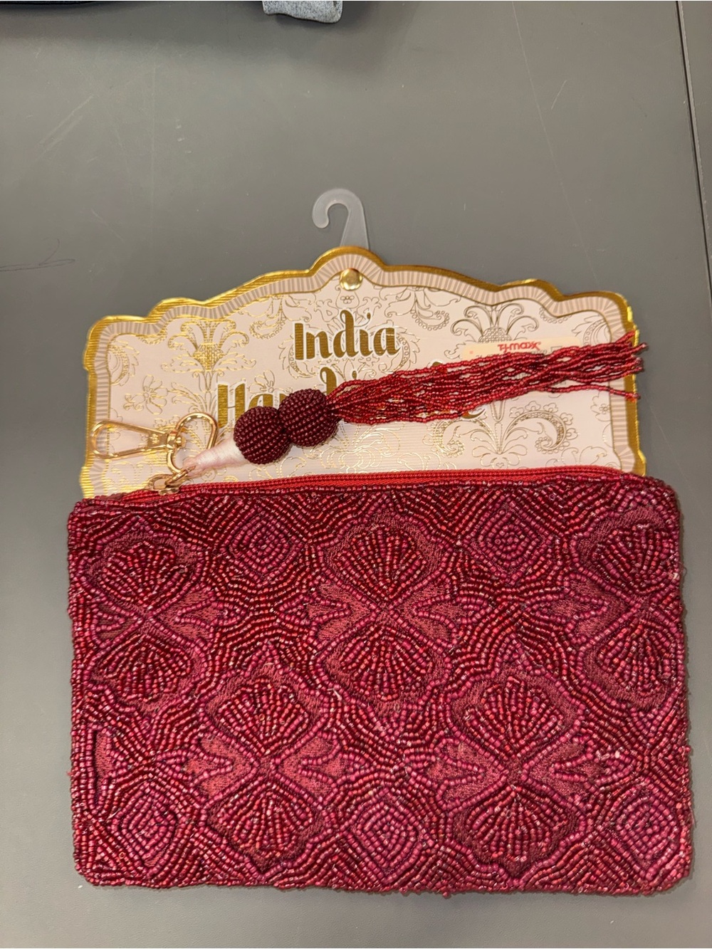 Handcrafted Red Beaded Clutch/Pouch